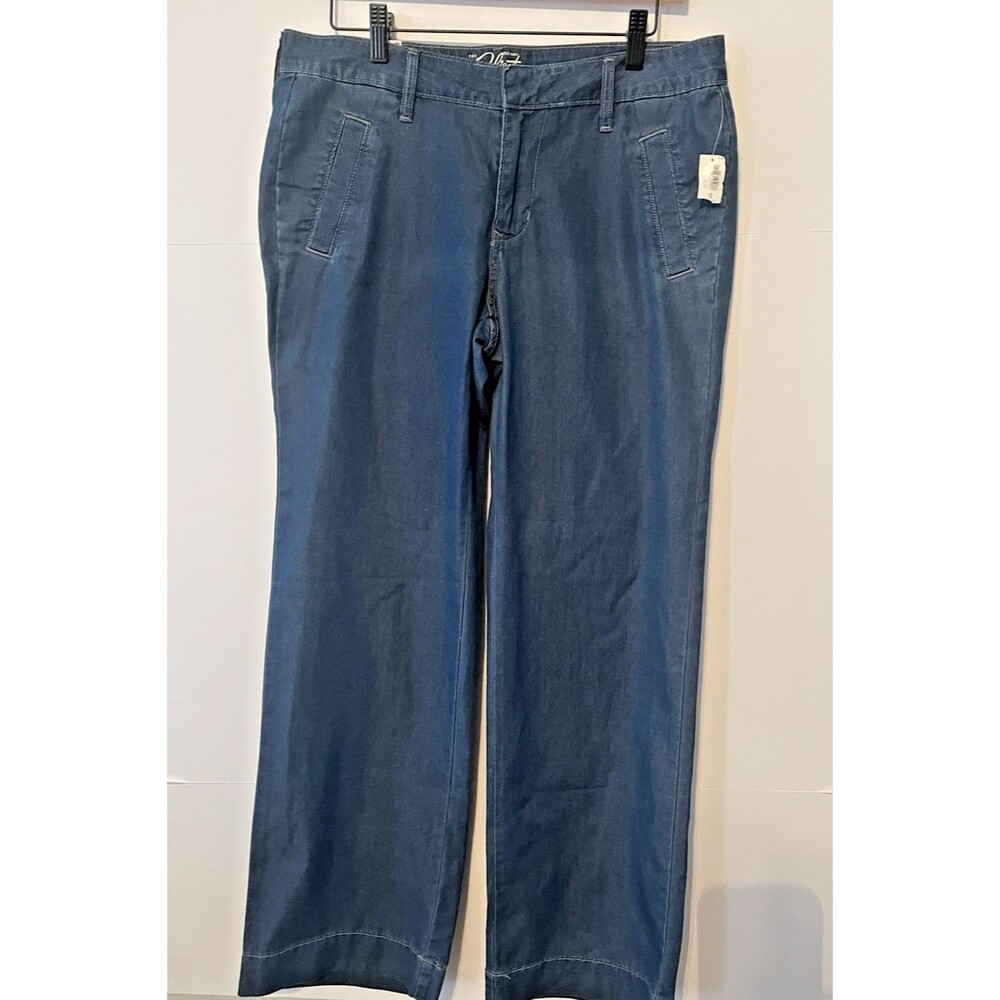 NWT Womens Size 10 Reg Old Navy The Flirt Mid-Rise Wide-Leg Pin Stripe Jeans